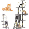 Grey 140 cm cat tree with cave, hammock and scratching posts