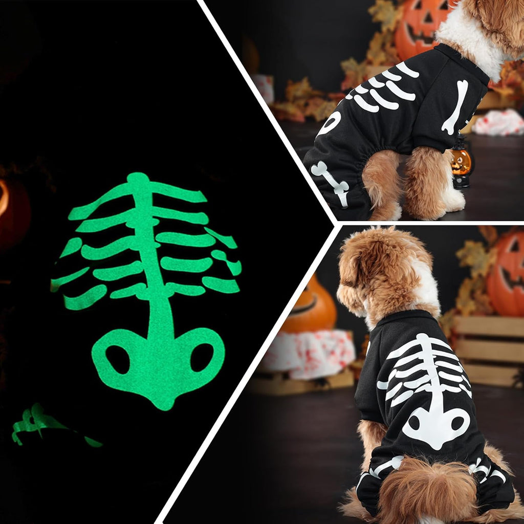 Glow-in-the-Dark Skeleton Jumpsuit for Small Dogs, view 4