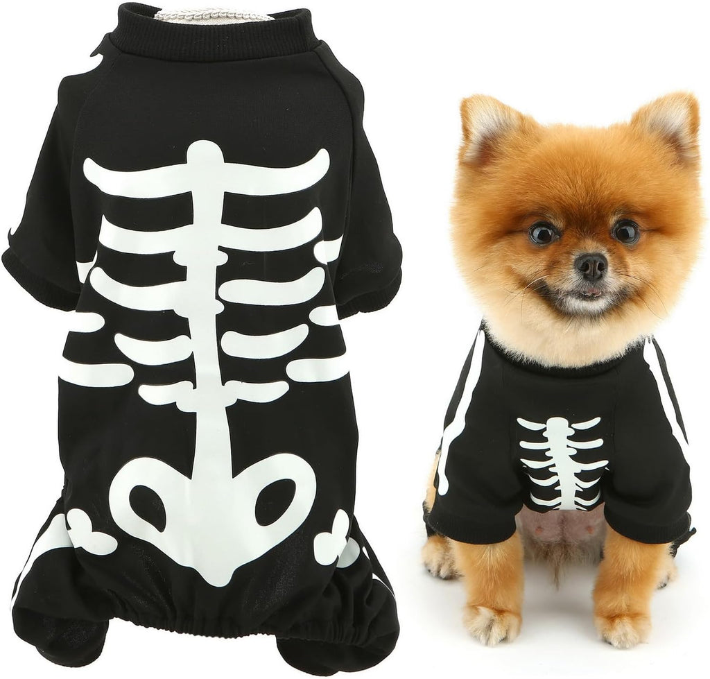 Glow-in-the-Dark Skeleton Jumpsuit for Small Dogs